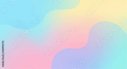 Abstract background with soft pastel gradient waves of blue, pink, yellow, and purple.