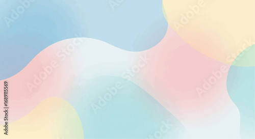Soft pastel abstract background with flowing organic shapes in gentle blue, pink, and yellow hues, creating a serene and fluid design.