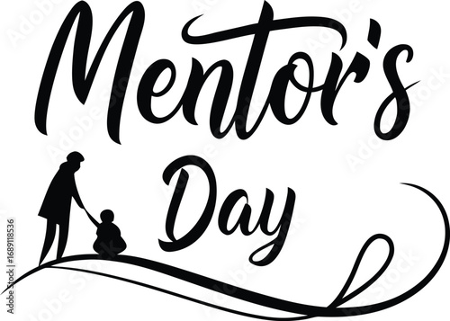 Vector art of mentors day illustration featuring a mentor guiding a child, symbolizing guidance and support