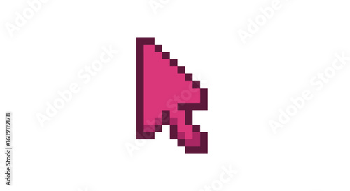 Retro pixel art cursor icon in vibrant pink