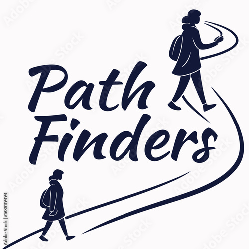 Vector art of pathfinders logo, illustrating guidance and exploration in finding new routes and achieving goals