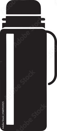 water bottle silhouette, vector and illustration, black and white