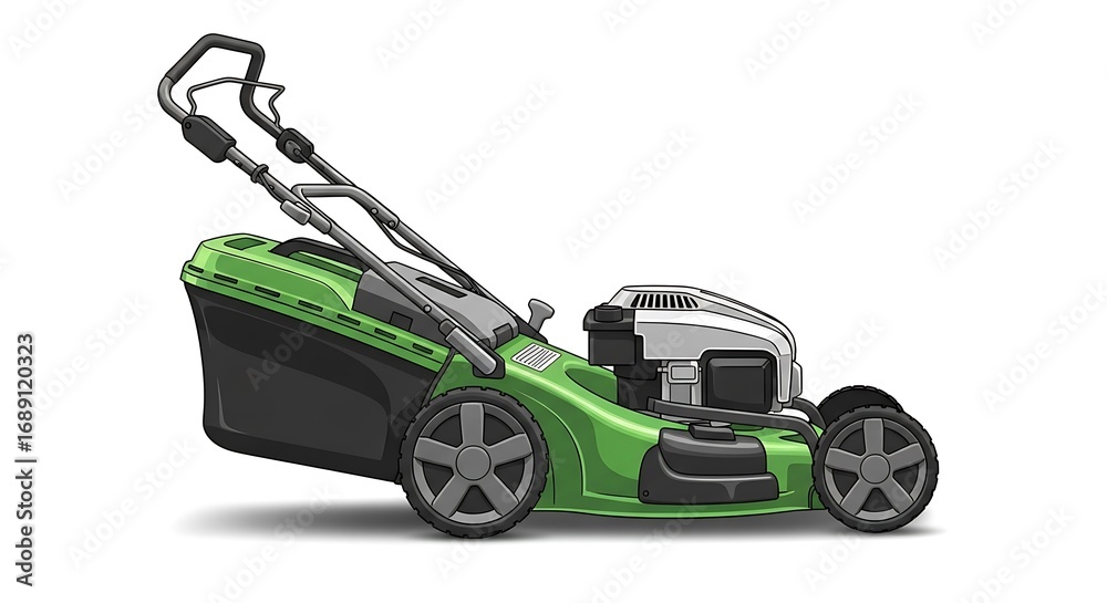 Fototapeta premium Detailed Illustration of a Modern Green Lawn Mower.