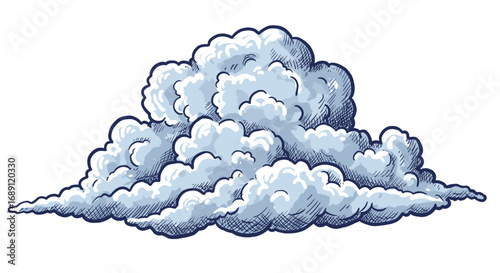 Vintage styled hand drawn cloud with intricate details