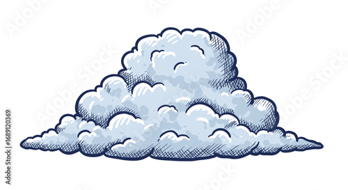 Vintage hand drawn cloud design with crosshatching detail