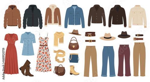 Collection of autumn and winter fashion apparel and accessories