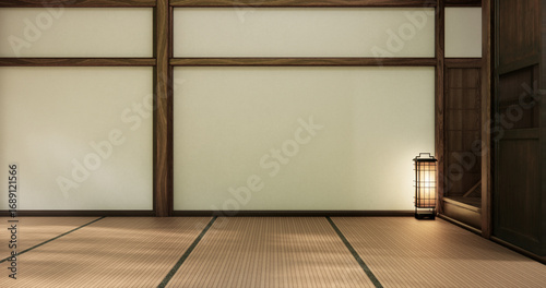 Tatami mat floor, room japanese traditional style. 3D rendering