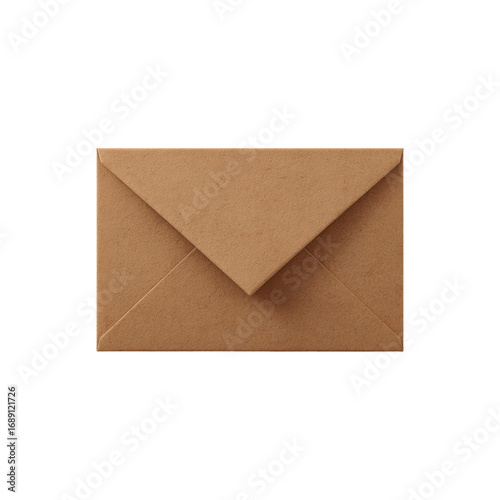 Closed Brown Kraft Paper Envelope on Black Background