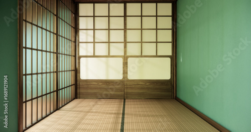 Mock up Big room very Luxury zen style, Designed specifically in Japanese style, empty mint room. 3D rendering