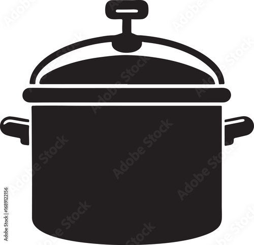 pressure cooker silhouette, vector and illustration, black and white