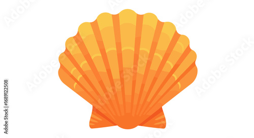 Bright clam shell on white: detailed and colorful ocean symbol