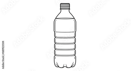 plastic water bottle vector, drinking bottle illustration, beverage container icon, PET bottle design, hydration bottle clipart, reusable water bottle vector, disposable plastic bottle drawing, eco pa