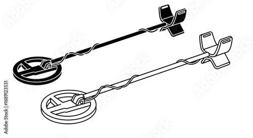 metal detector icon, treasure hunting device, gold finder vector, security scanner illustration, underground search equipment, archeology tool vector, lost item finder, exploration device graphic, rel