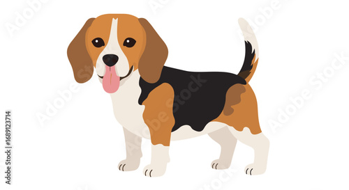 Playful beagle puppy illustration in flat design style