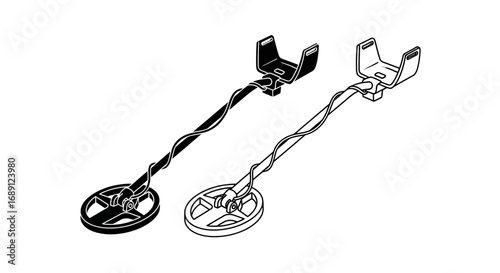 metal detector icon, treasure hunting device, gold finder vector, security scanner illustration, underground search equipment, archeology tool vector, lost item finder, exploration device graphic, rel