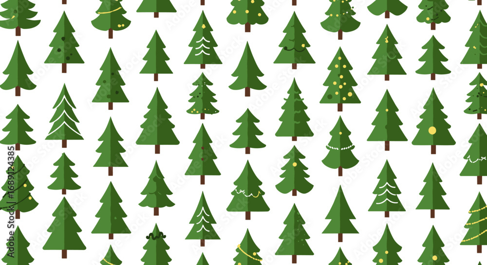 Obraz premium Seamless pattern of festive christmas trees with decorations