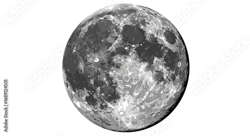 Full moon in detailed high-definition with visible craters