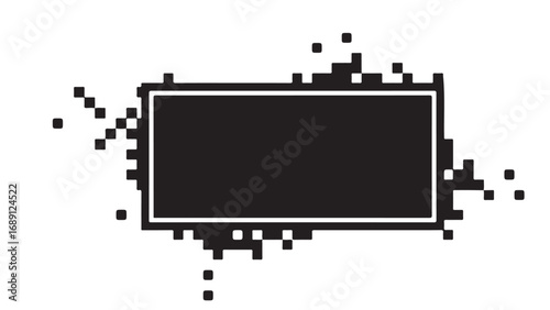 Pixelated Frame Design with Distorted Edges on White Background