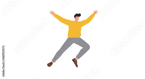 Energetic person jumping with joy in minimalist style