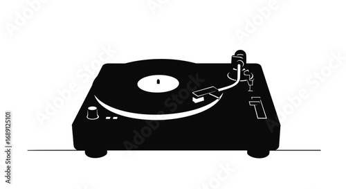Retro turntable silhouette with vintage charm for music lovers