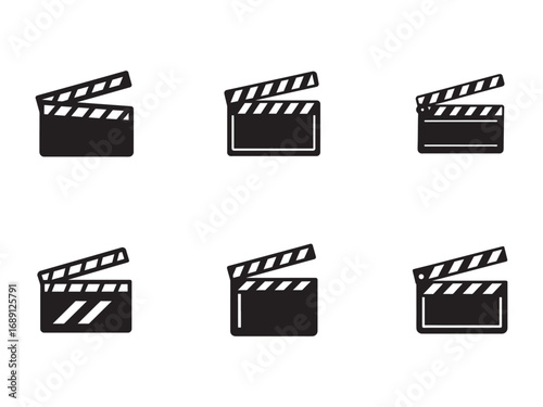 Movie clapper board icons film production cinematography elements creative filmmaking clapperboard graphic collection media industry illustration