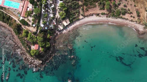 Scenic Aerial View of Campsite Near Beach in Cefalù, Popular Vacation Spot in Sicily Italy