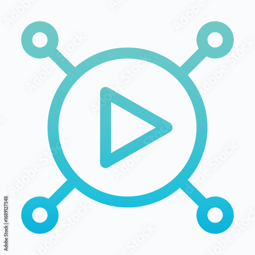SEO Video Marketing Play Isolated Vector Lineal Gradient Style Icon