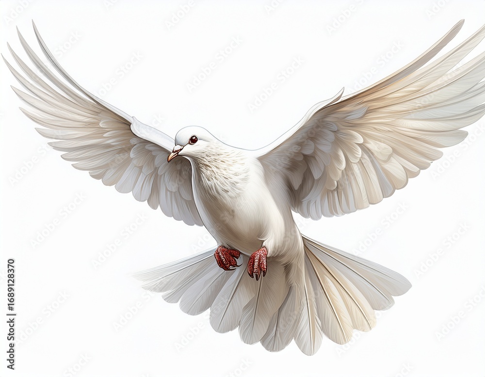 Fototapeta premium a free flying white dove isolated on white background generative ai