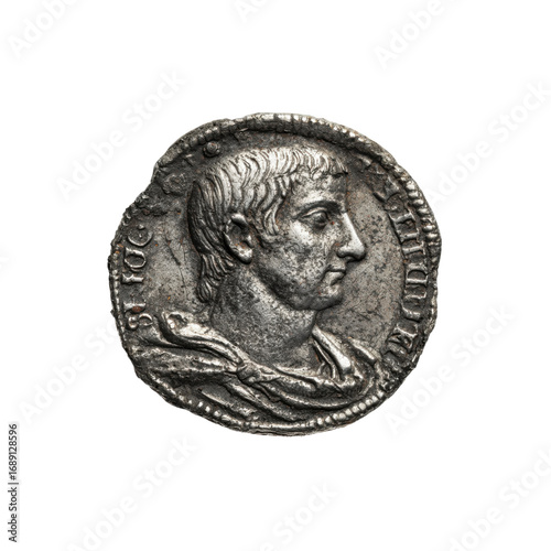 Ancient Roman Silver Denarius Coin of Augustus Caesar - Profile Portrait