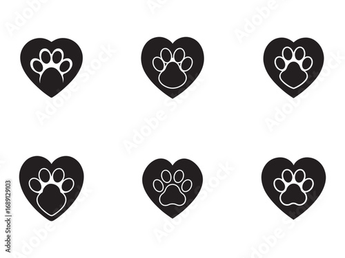 Paw Prints in Hearts Vector Graphic for Pet Lovers and Animal Rescue Organizations Design Resources