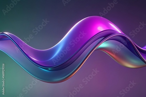 Abstract iridescent wave of fluid metal reflecting vibrant purple and blue hues