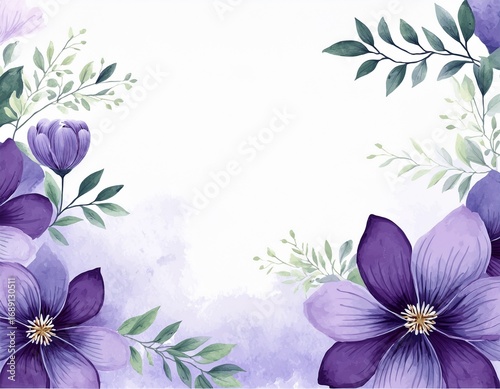 elegant purple flower with watercolor style for background and invitation wedding card