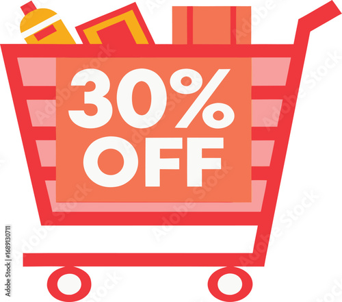 Discount and Offer concept black Friday shopping cart vector on transparent background
