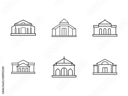 Set of Architectural Building Outline Icons in Vector Format Minimalist Designs For Creative Projects