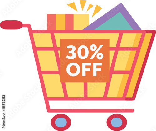 Discount and Offer concept black Friday shopping cart vector on transparent background