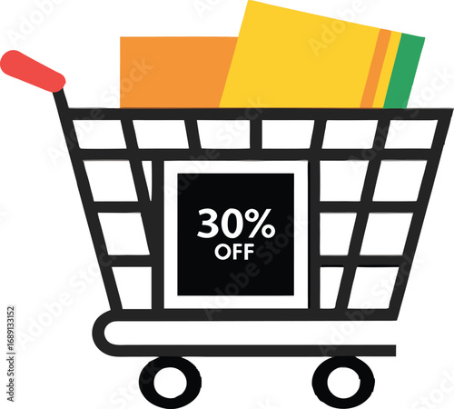 Discount and Offer concept black Friday shopping cart vector on transparent background