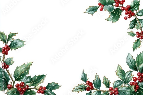 Frosting holly frame border leaves leaf illustration.