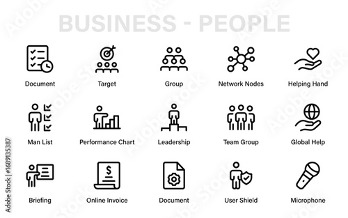 Modern leadership line icon set, professional business people and human resources vector collection with minimal outline creative workplace graphics