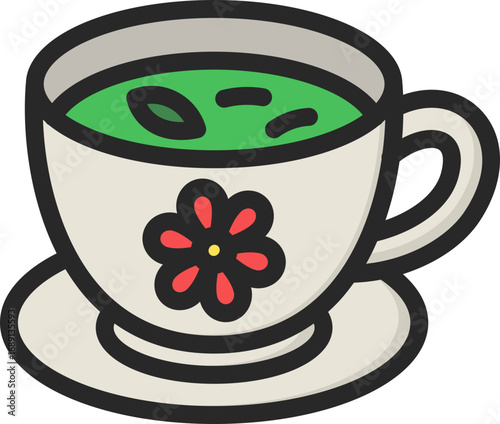 Floral Tea Filled Line Icon