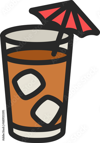Ice Tea With Umbrella Filled Line Icon