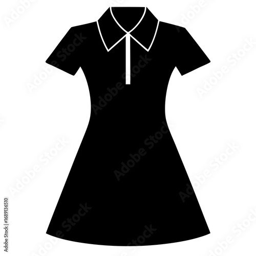 Black Silhouette Shirt Dress Vector Illustration on White Background