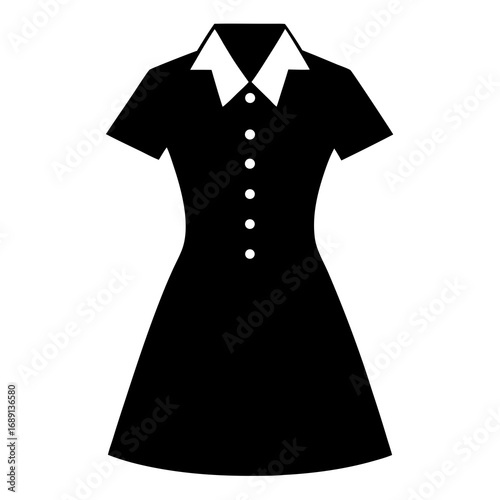 Black Silhouette Shirt Dress Vector Illustration on White Background