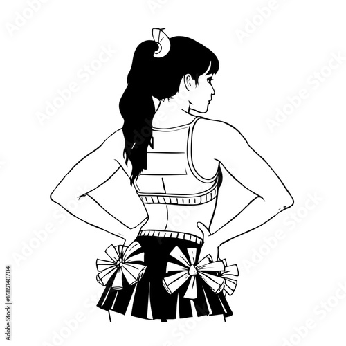 Silhouette of a cheerleader with pom poms
