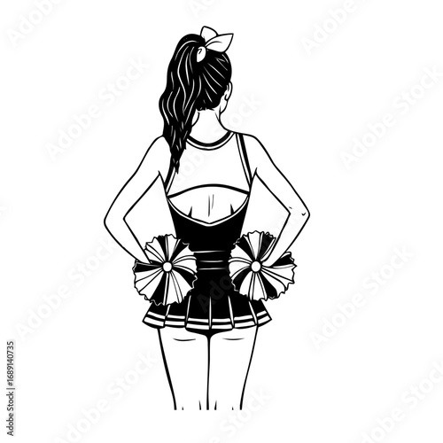 Silhouette of a cheerleader with pom poms