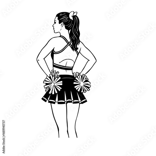 Silhouette of a cheerleader with pom poms