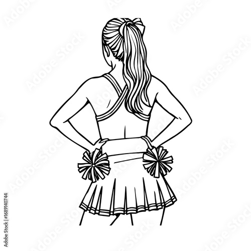 Silhouette of a cheerleader with pom poms