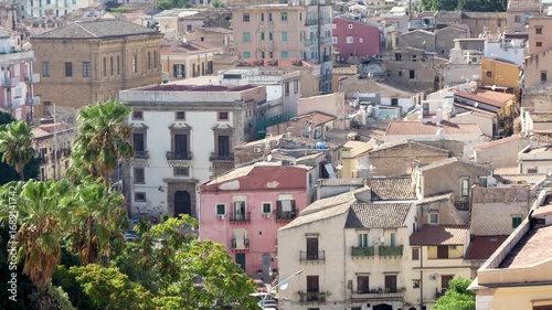 Scenic Aerial Panorama of Palermo Old City Architecture, Traditional Mediterranean Rooftops, Sicily Island Italy
