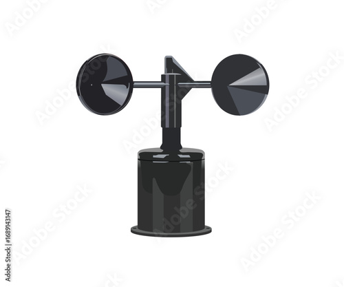 Anemometer wind speed meter – durable weather measuring instrument vector illustration.