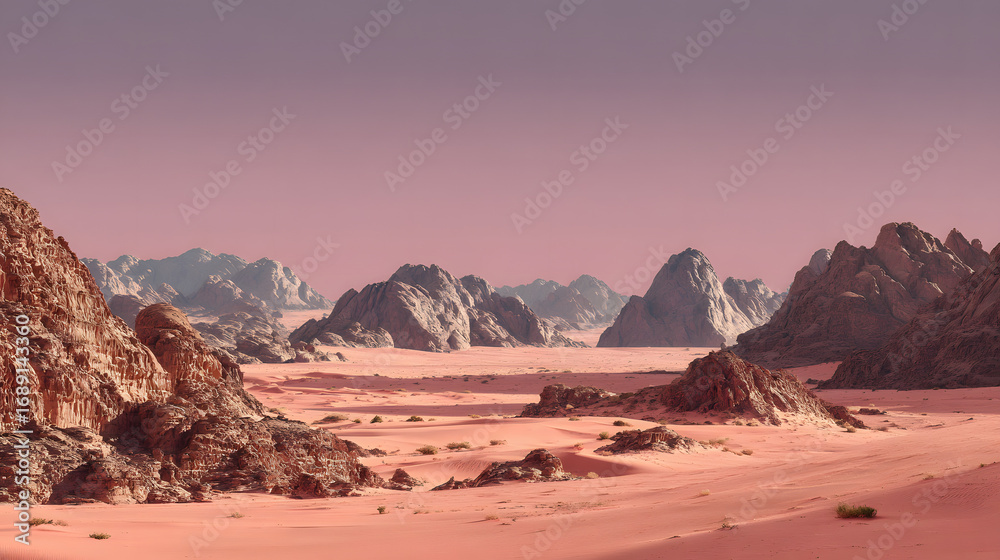 Fototapeta premium Stunning Martian Landscape: Red Planet Desert Scene