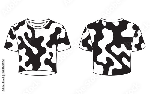 Stylish cow print tee in black and white for modern fashion